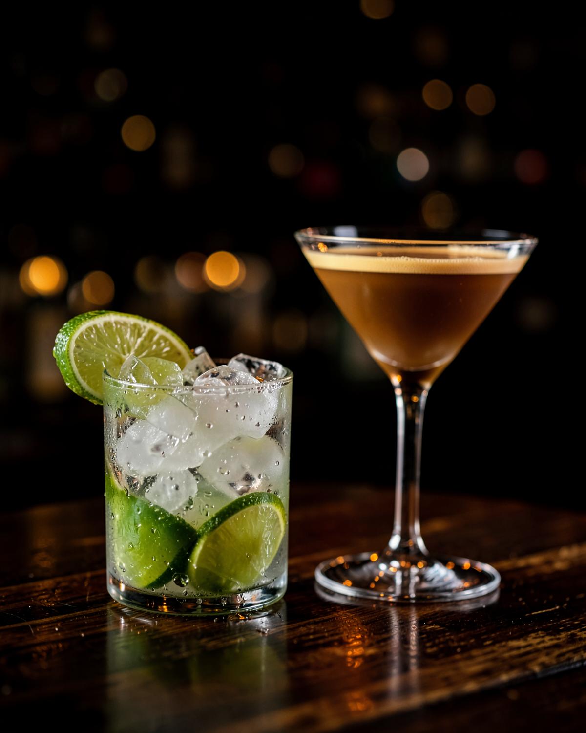 Cocktails served at the Roots Bar counter